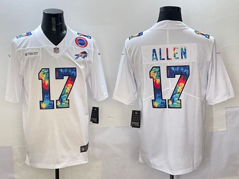 Men 2025 Buffalo Bills 17 Allen White Rainbow Nike Limited NFL Jersey style 1